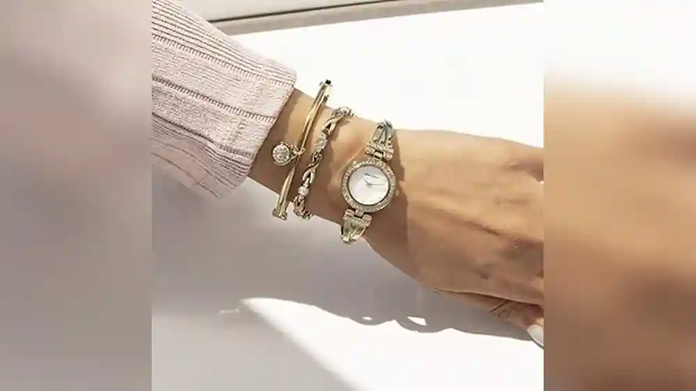 Anne Klein Women'S Premium Crystal Accented Bangle Watch And Bracelet Set