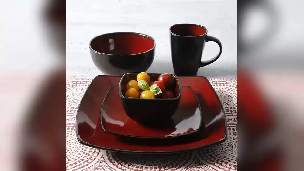 Gibson Elite Soho Lounge Square Reactive Glaze Stoneware Dinnerware Set
